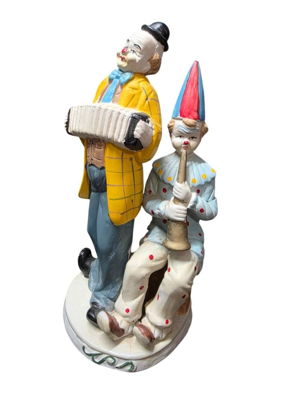 Vintage Capodimonte Clowns Playing Musical Instruments Hand Painted Figurine